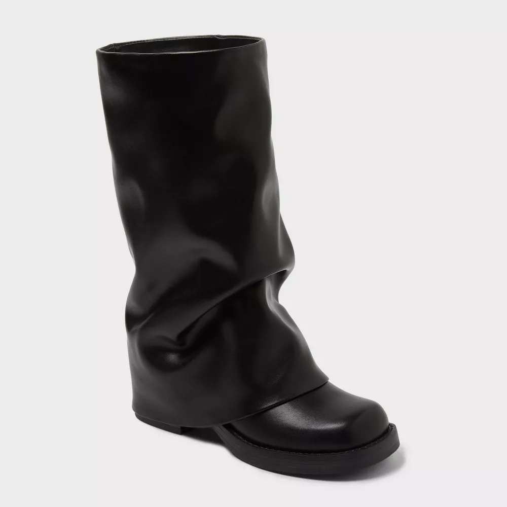 Wild Fable Womens Vivian Tall Gaiter Boots Black Square Toe Block Heel Size 9